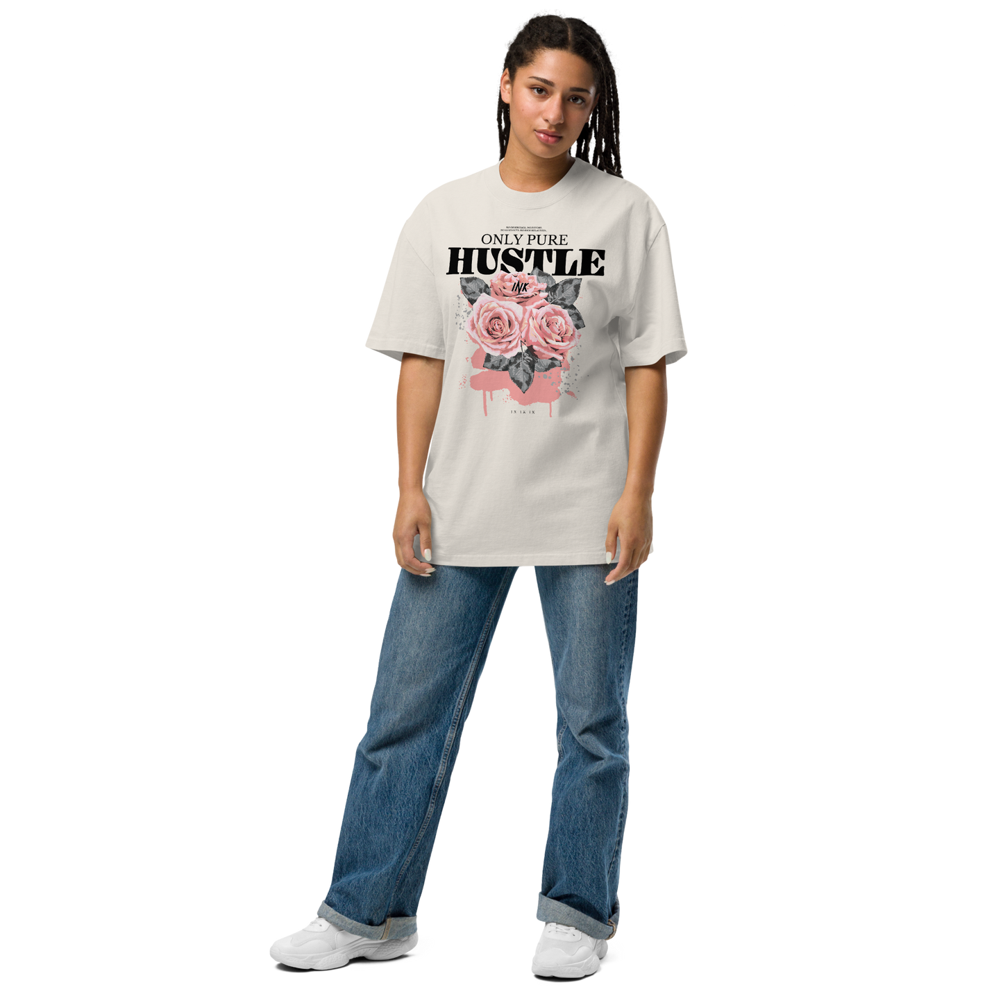 Oversized Retro Faded Tee with "Only Pure Hustle" motif