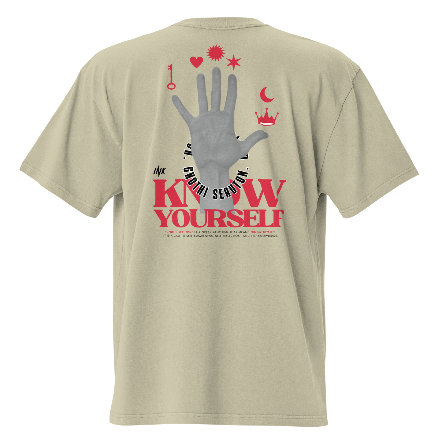 Oversized Retro Faded Tee with "Know Yourself" design