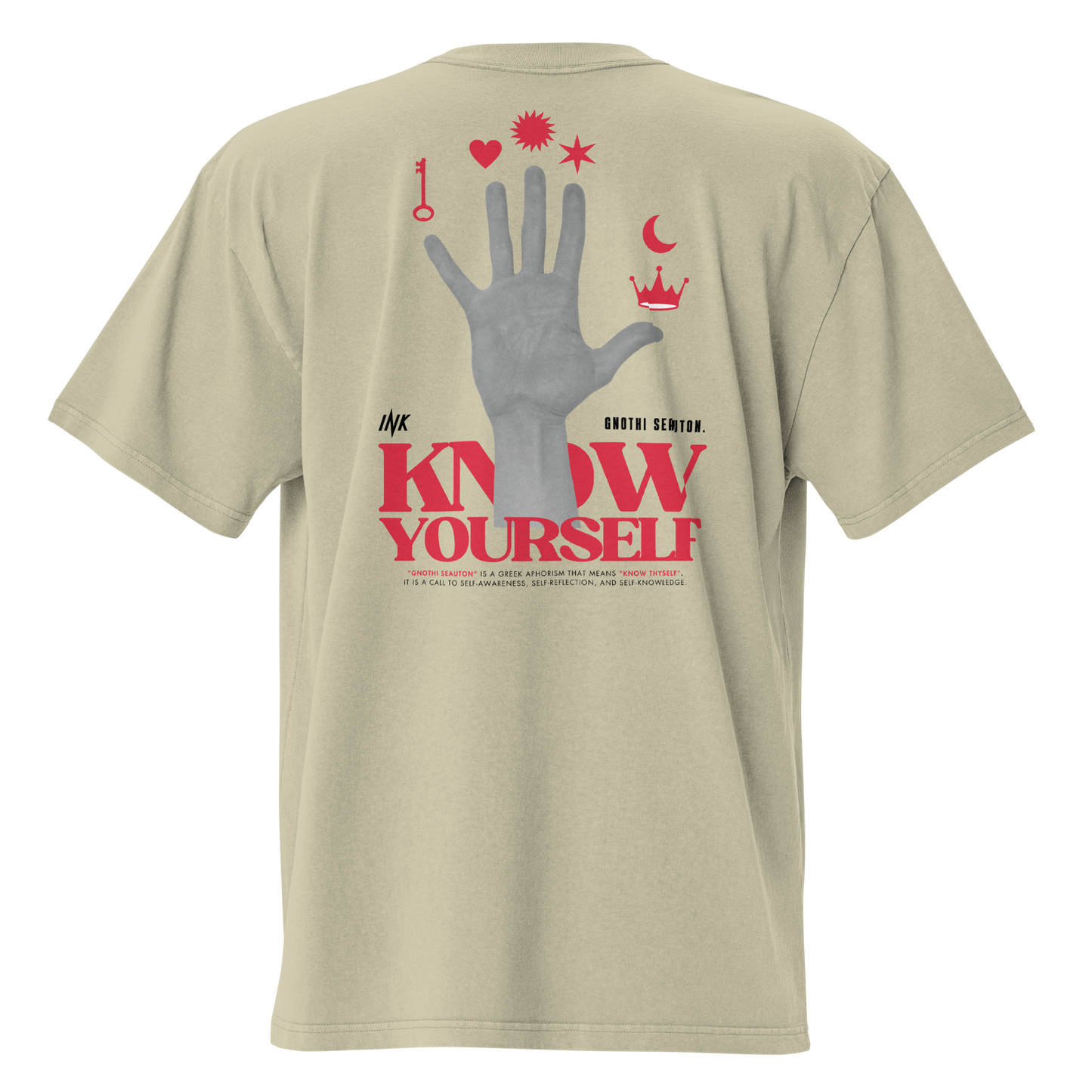 Oversized Retro Faded Tee with "Know Yourself" design