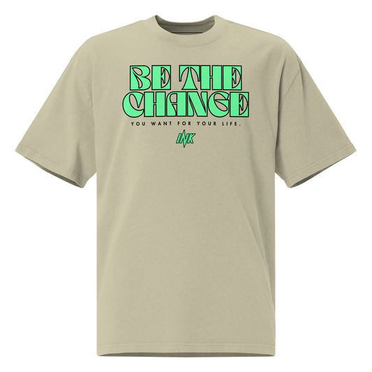 "Be The Change" Emblematic Oversized Retro Faded Tee