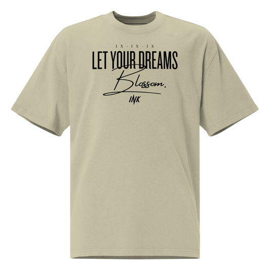 Oversized Retro Faded Tee with "Let Your Dreams Blossom" design