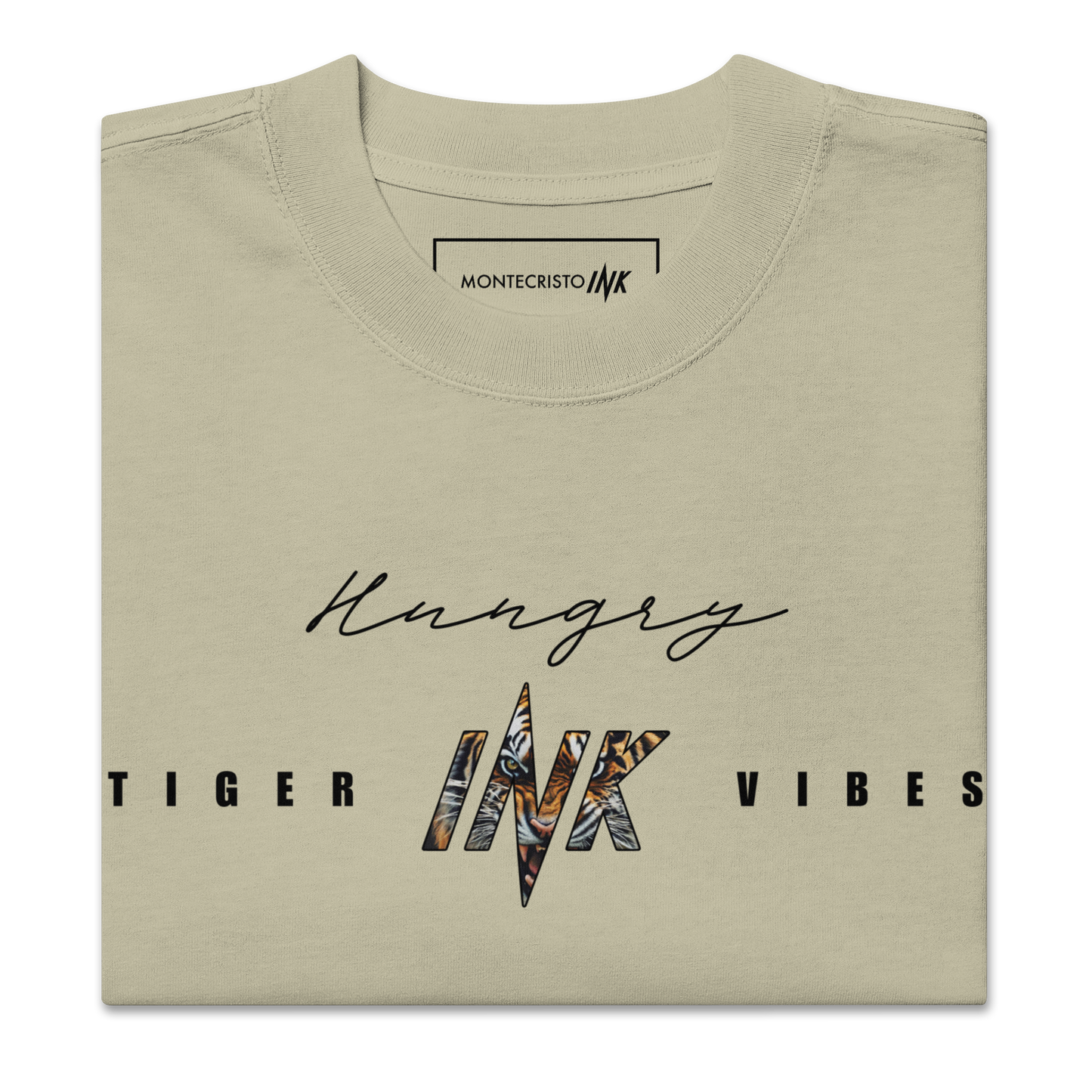 Oversized Retro Faded Tee with “Hungry Tiger Vibes” print