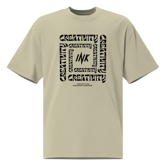 Oversized Retro Faded Tee with Iconic "Cube of Creativity" print