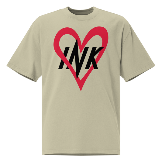 Oversized Retro Faded Tee with "Ink Love" Iconic motif