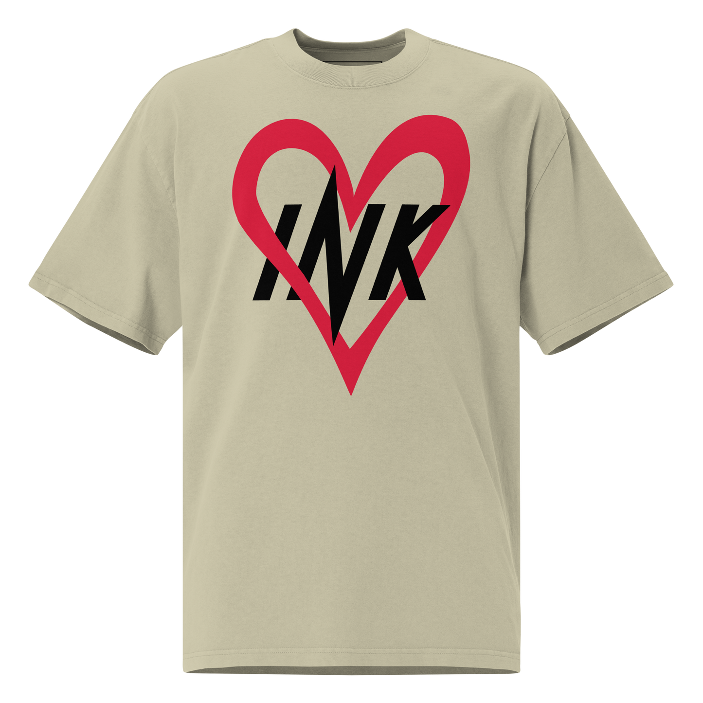 Oversized Retro Faded Tee with "Ink Love" Iconic motif