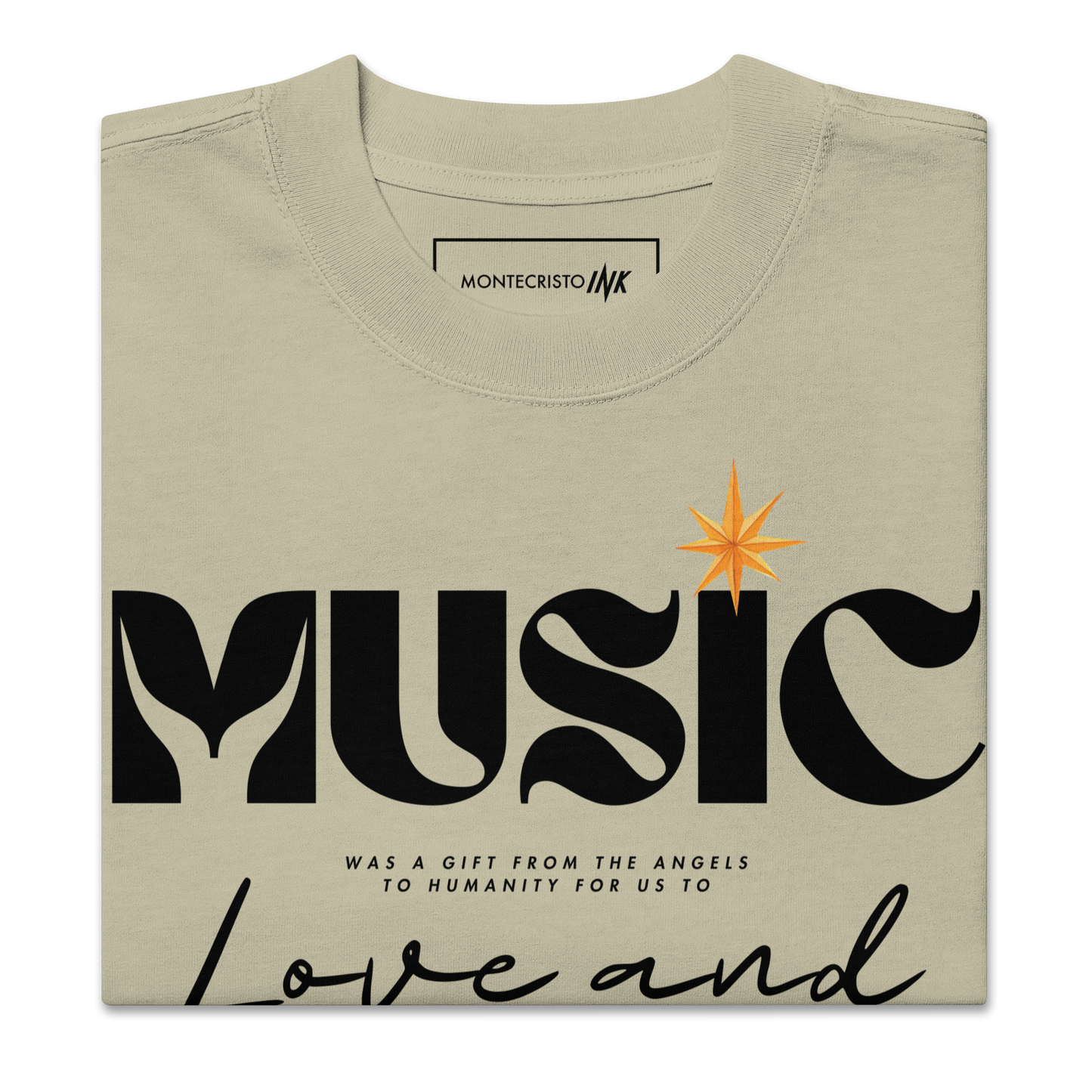 Oversized Retro Faded Tee with "Music" motif