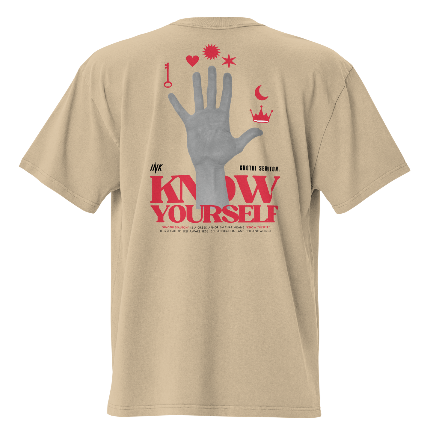 Oversized Retro Faded Tee with "Know Yourself" design