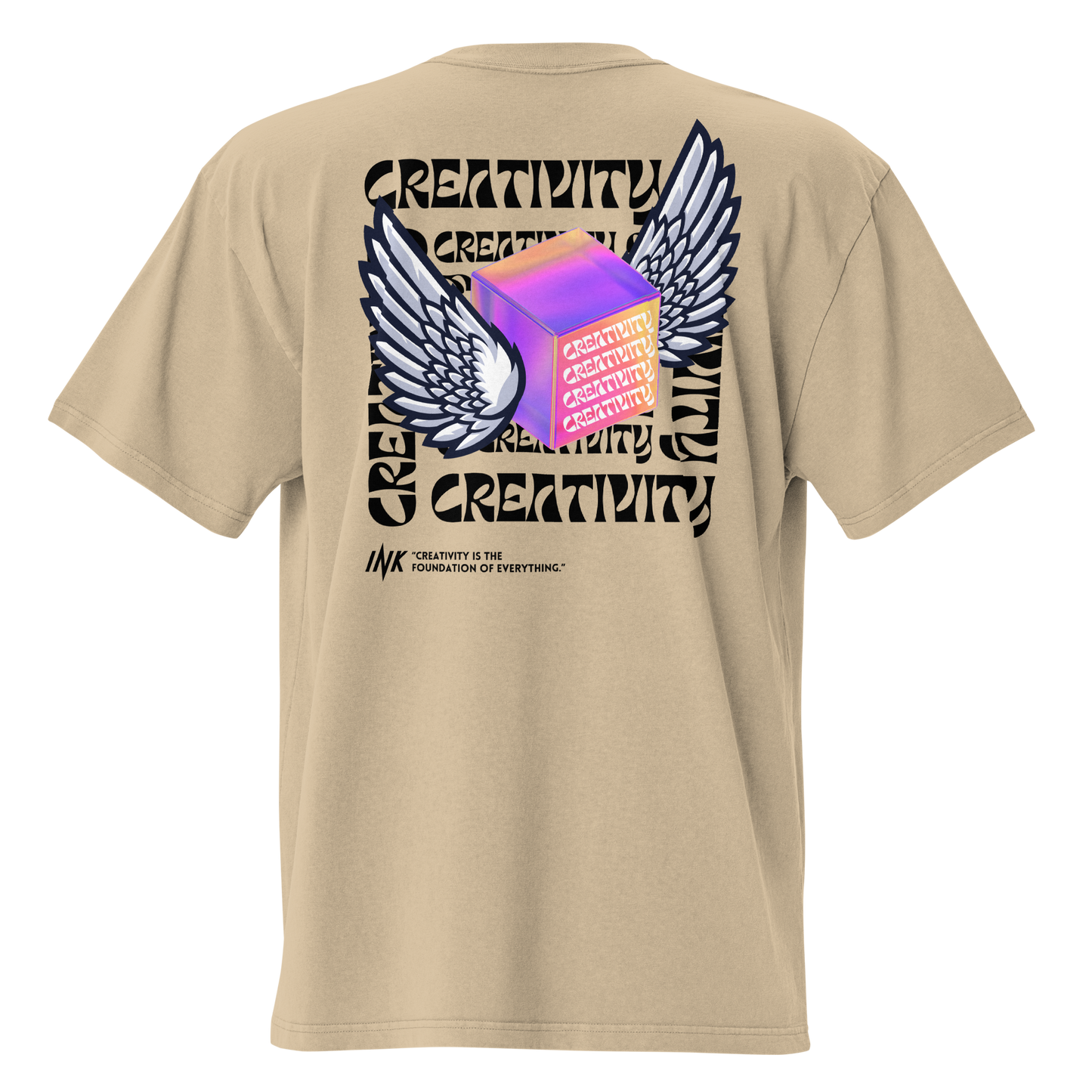 Oversized Retro Faded Tee with Iconic "Cube of Creativity" print