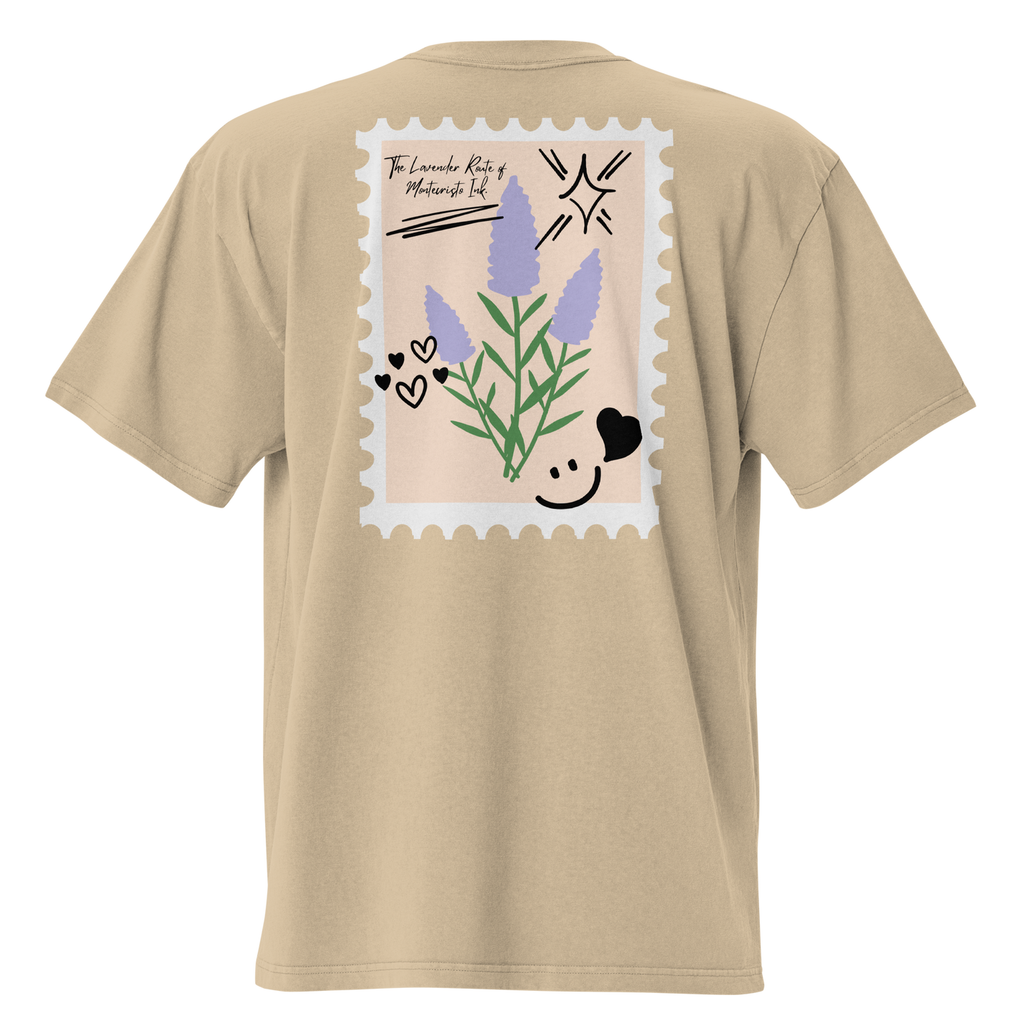 “The Lavender Route” motif Oversized Retro Faded Tee