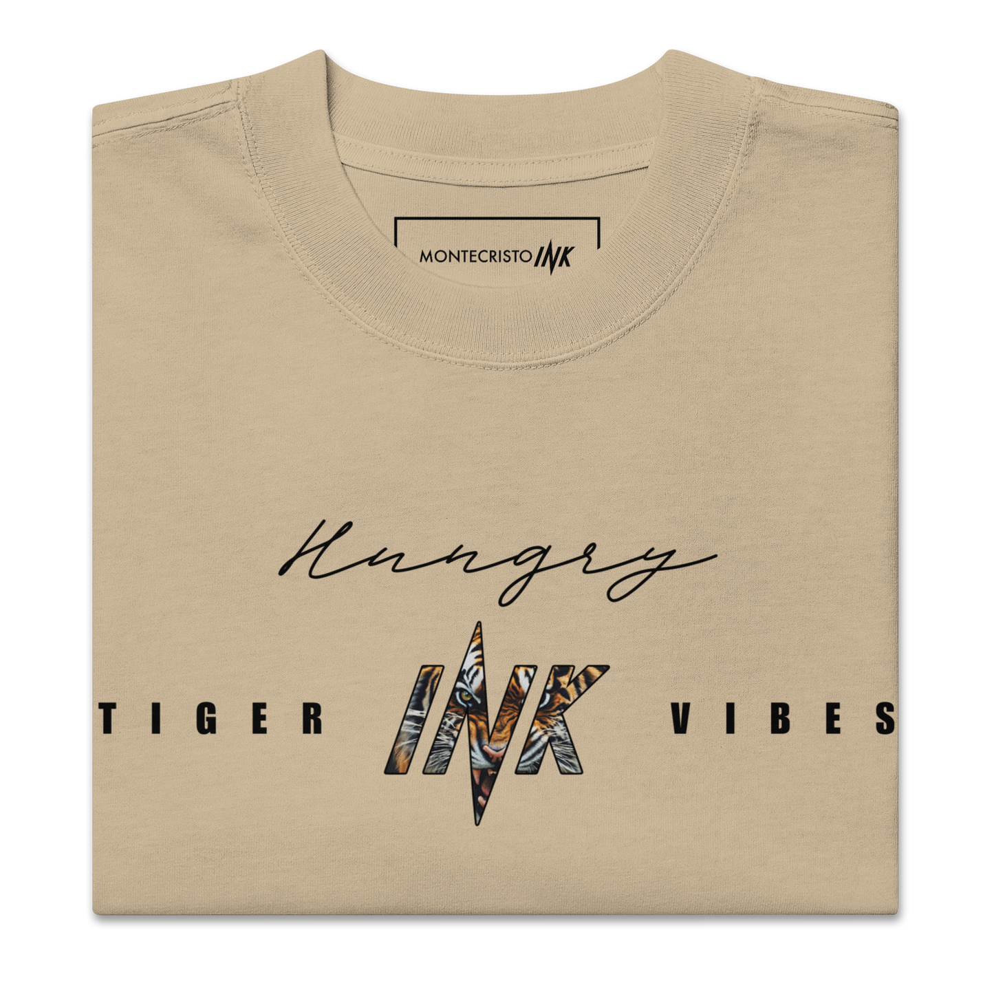 Oversized Retro Faded Tee with “Hungry Tiger Vibes” print