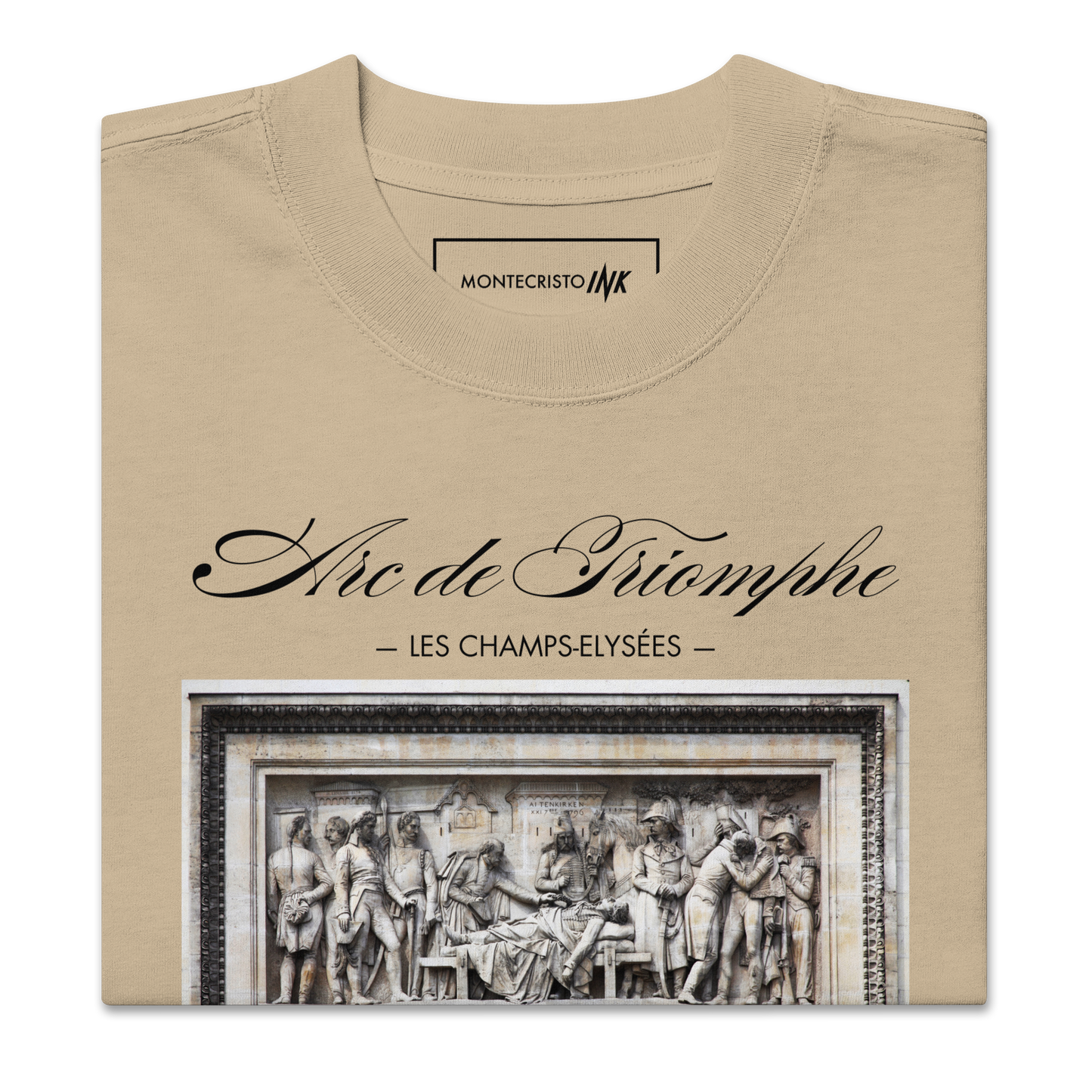 Oversized Retro Faded Tee with “Arc de Triomphe, Paris” motif