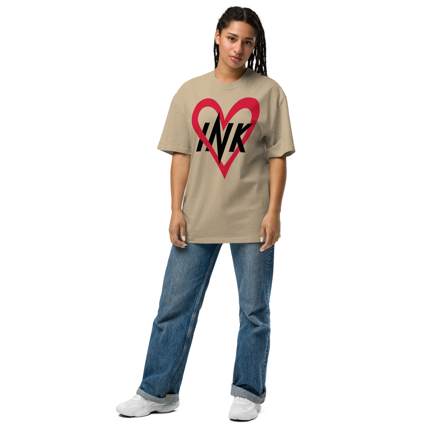 Oversized Retro Faded Tee with "Ink Love" Iconic motif