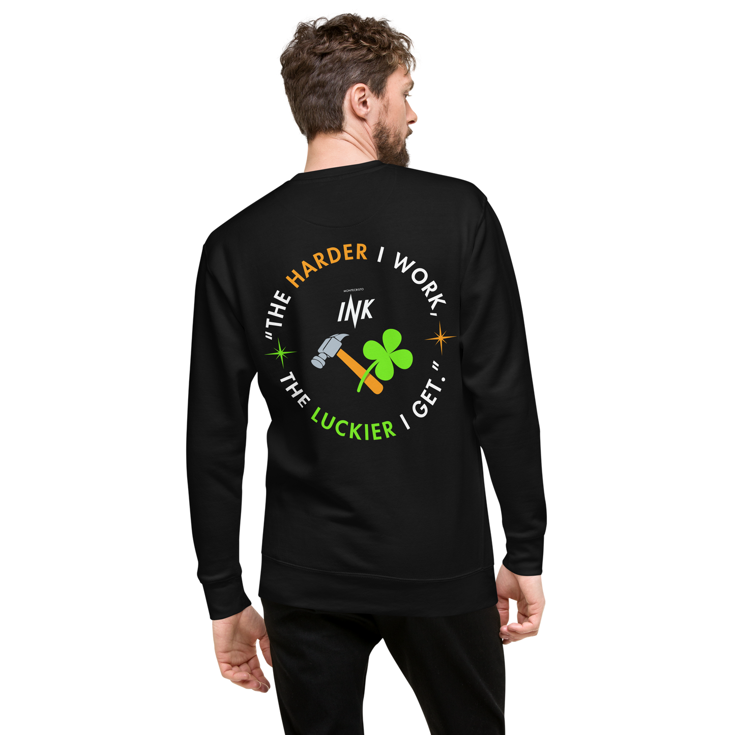 Essential Stylish Crewneck Premium Sweatshirt with "Lucky Worker" motif