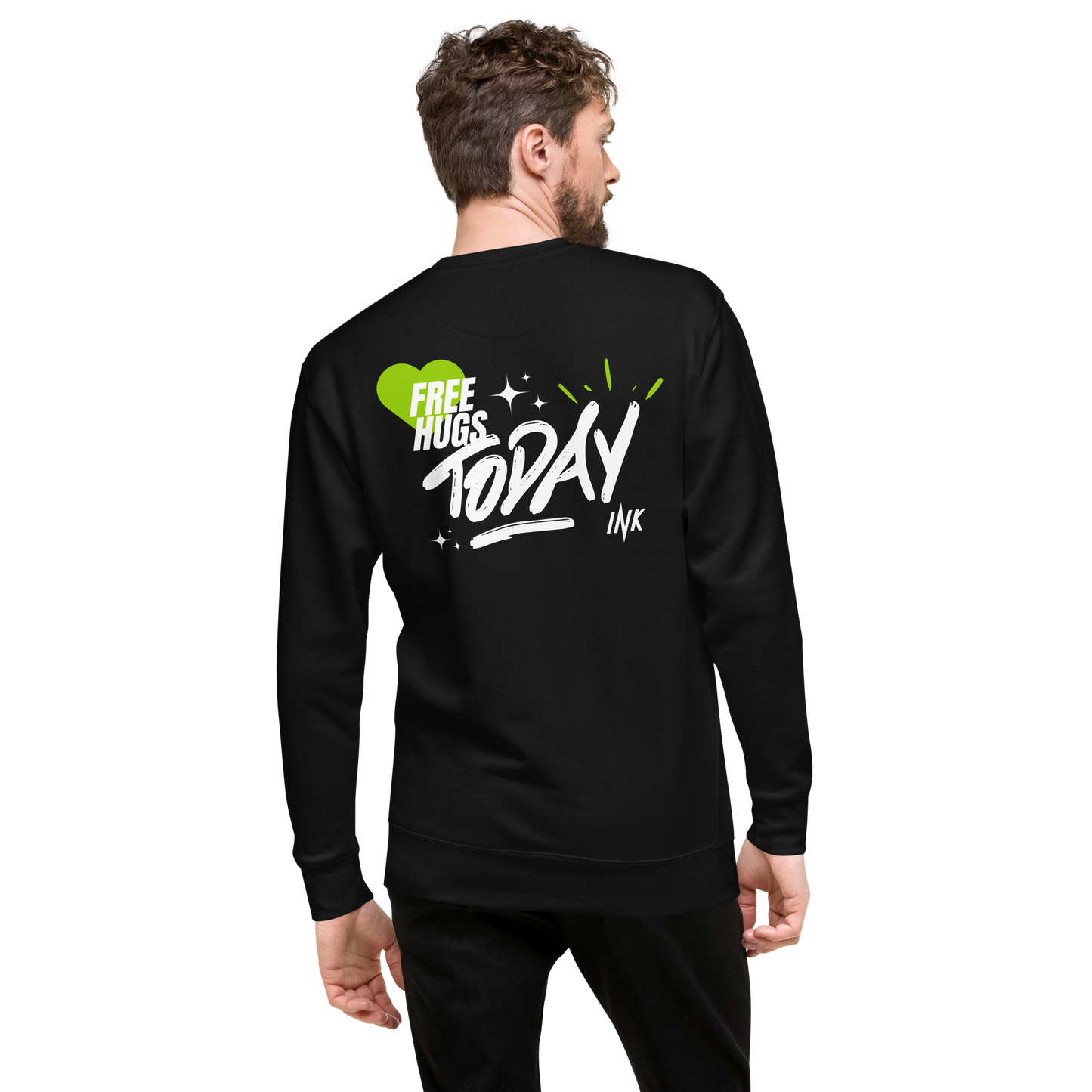 Essential Stylish Crewneck Premium Sweatshirt with "Free Hugs Today" design