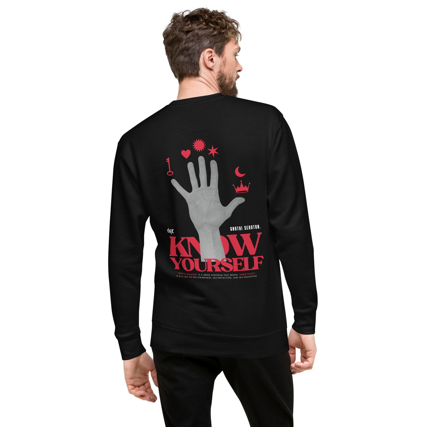 Essential Stylish Crewneck Premium Sweatshirt with "Know Yourself" design