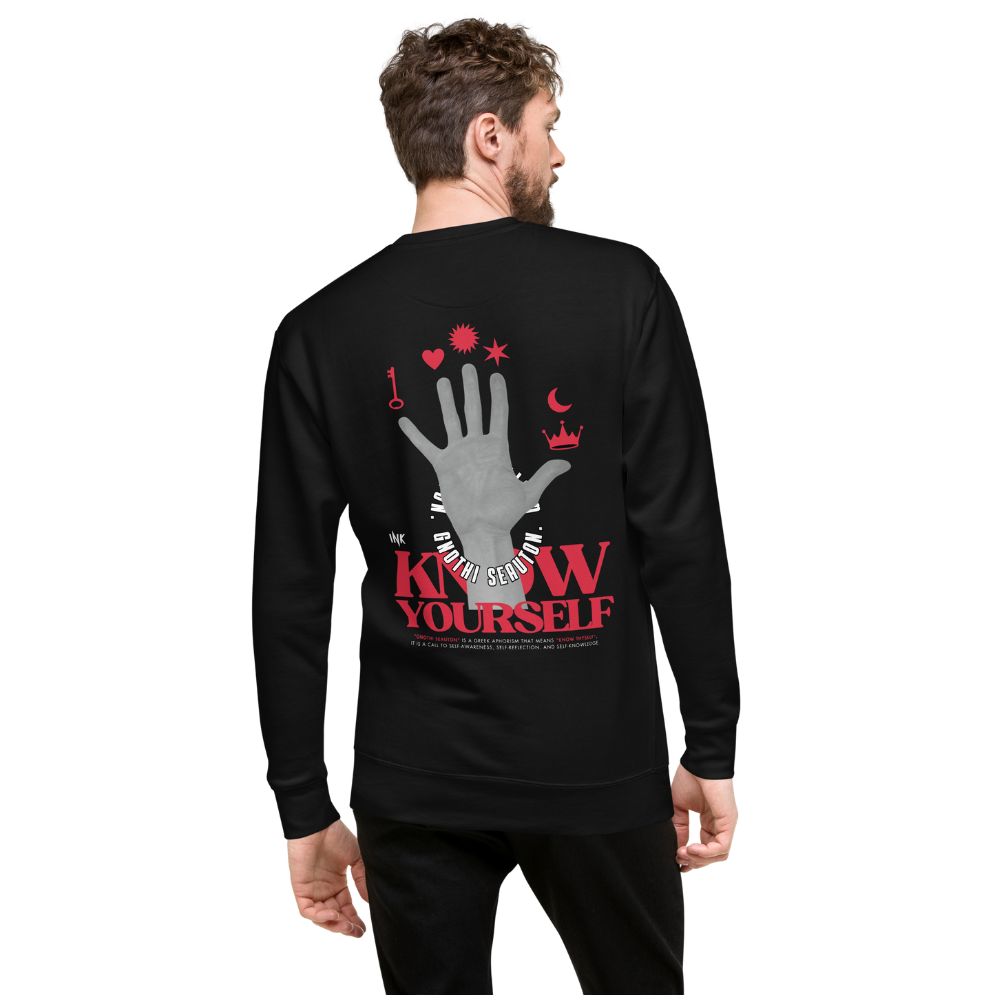 Essential Stylish Crewneck Premium Sweatshirt with "Know Yourself" design