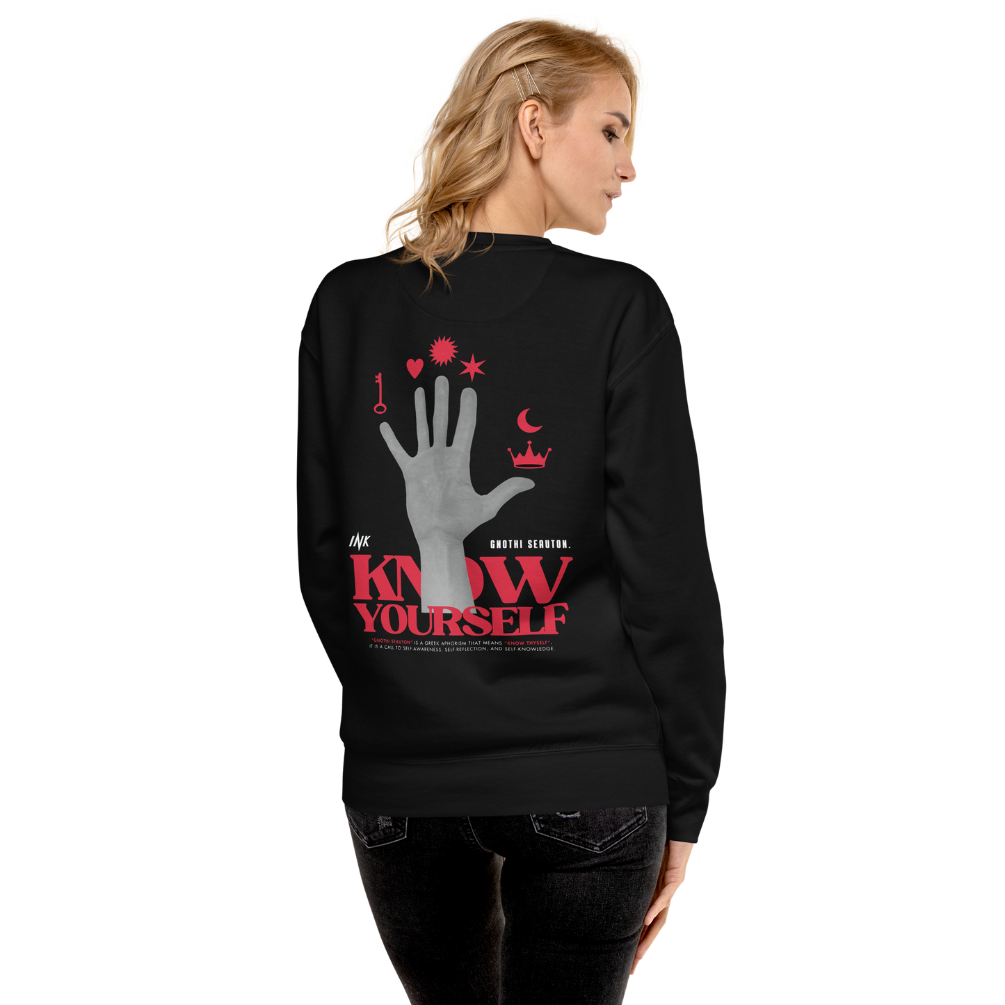 Essential Stylish Crewneck Premium Sweatshirt with "Know Yourself" design