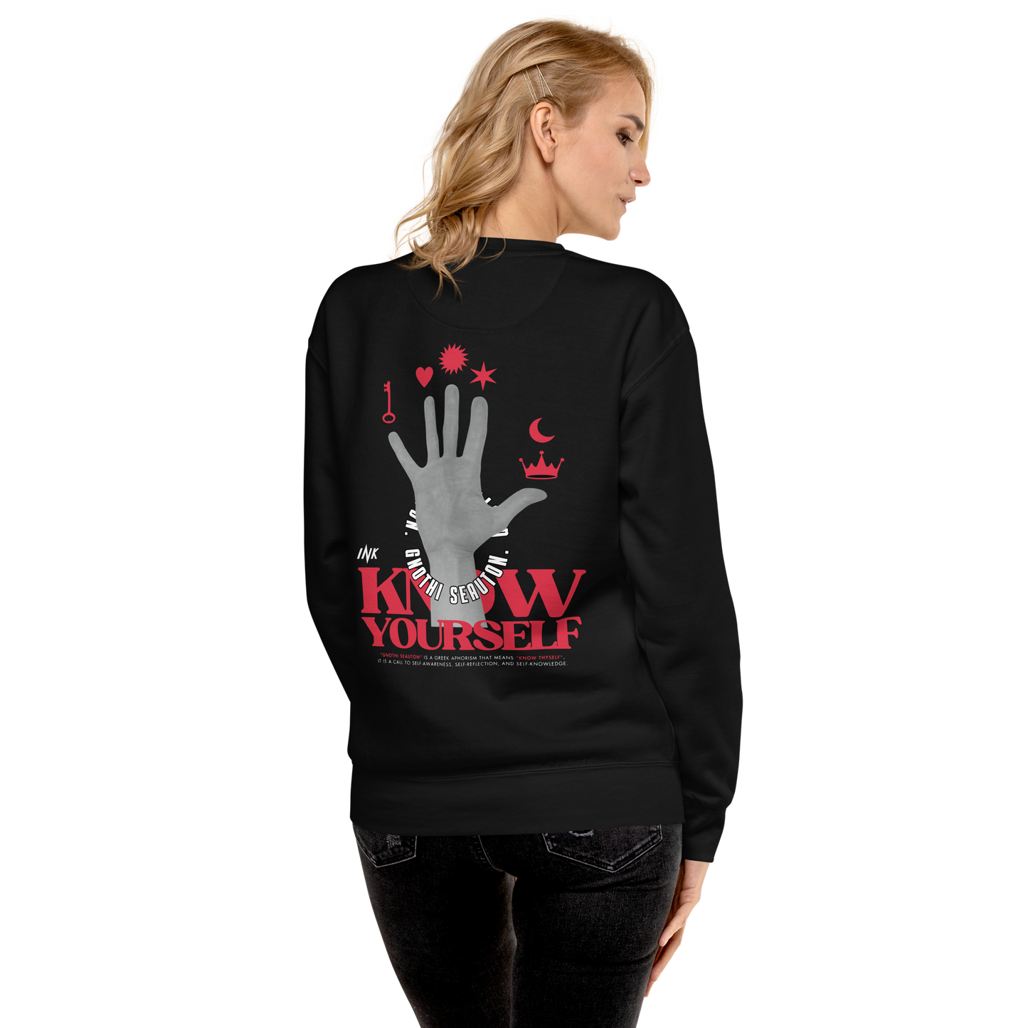 Essential Stylish Crewneck Premium Sweatshirt with "Know Yourself" design