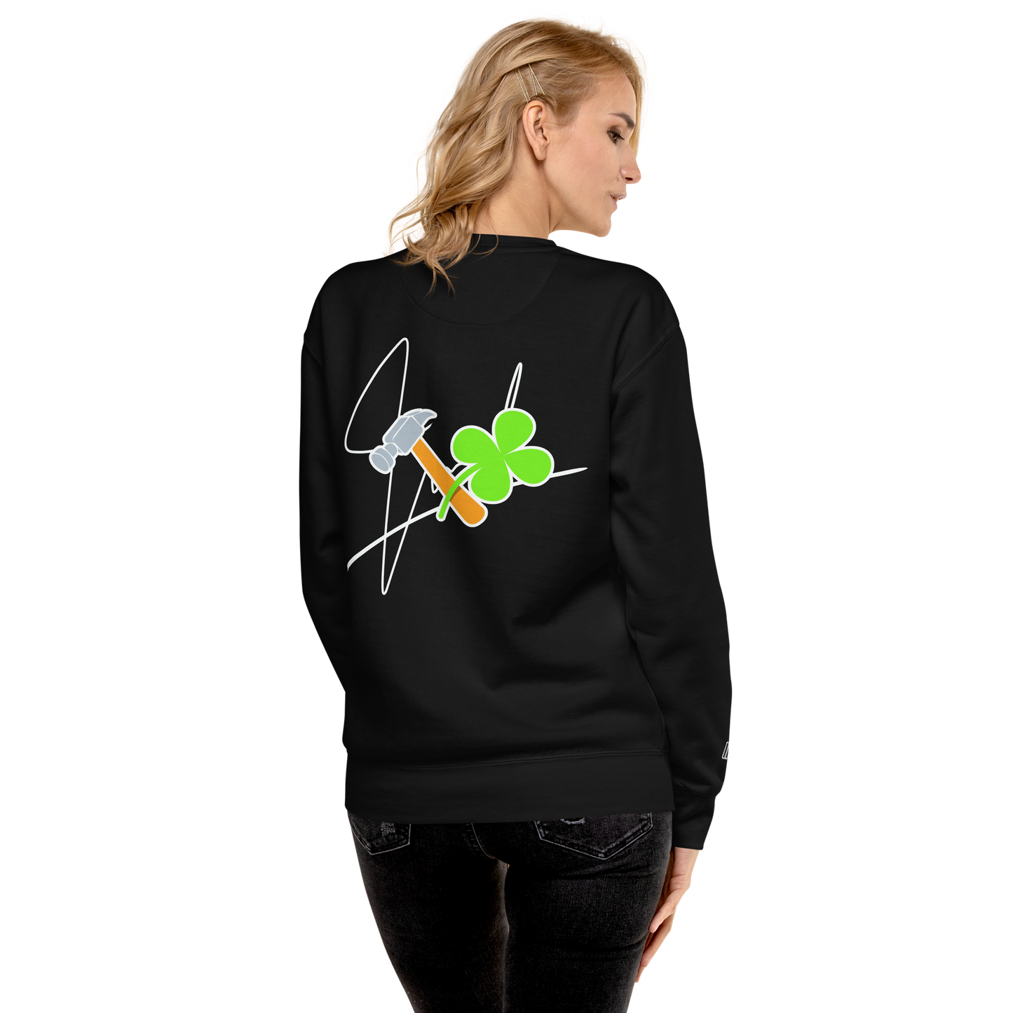 Essential Stylish Crewneck Premium Sweatshirt with "Lucky Worker" motif