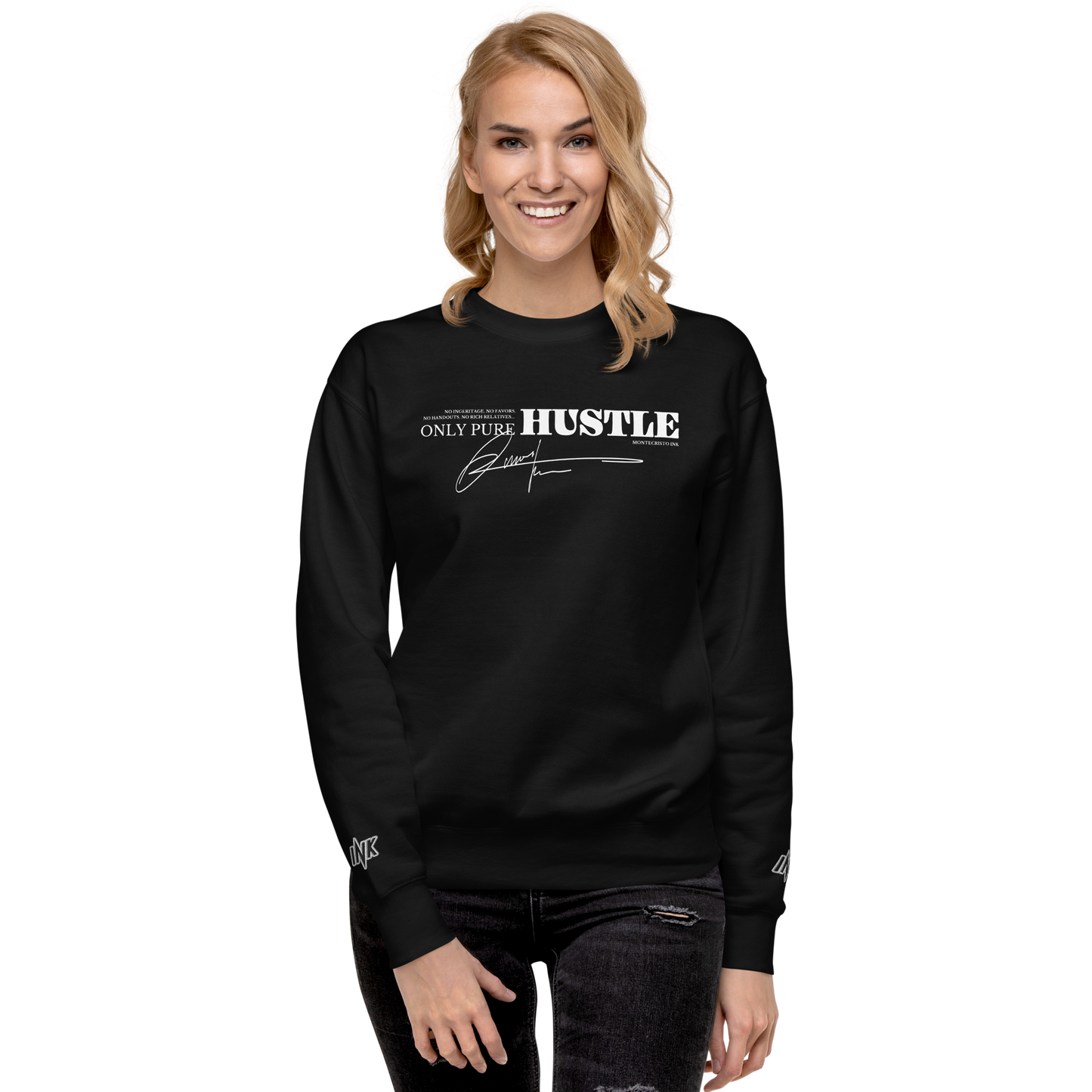 Essential Stylish Crewneck Premium Sweatshirt with "Only Pure Hustle" motif