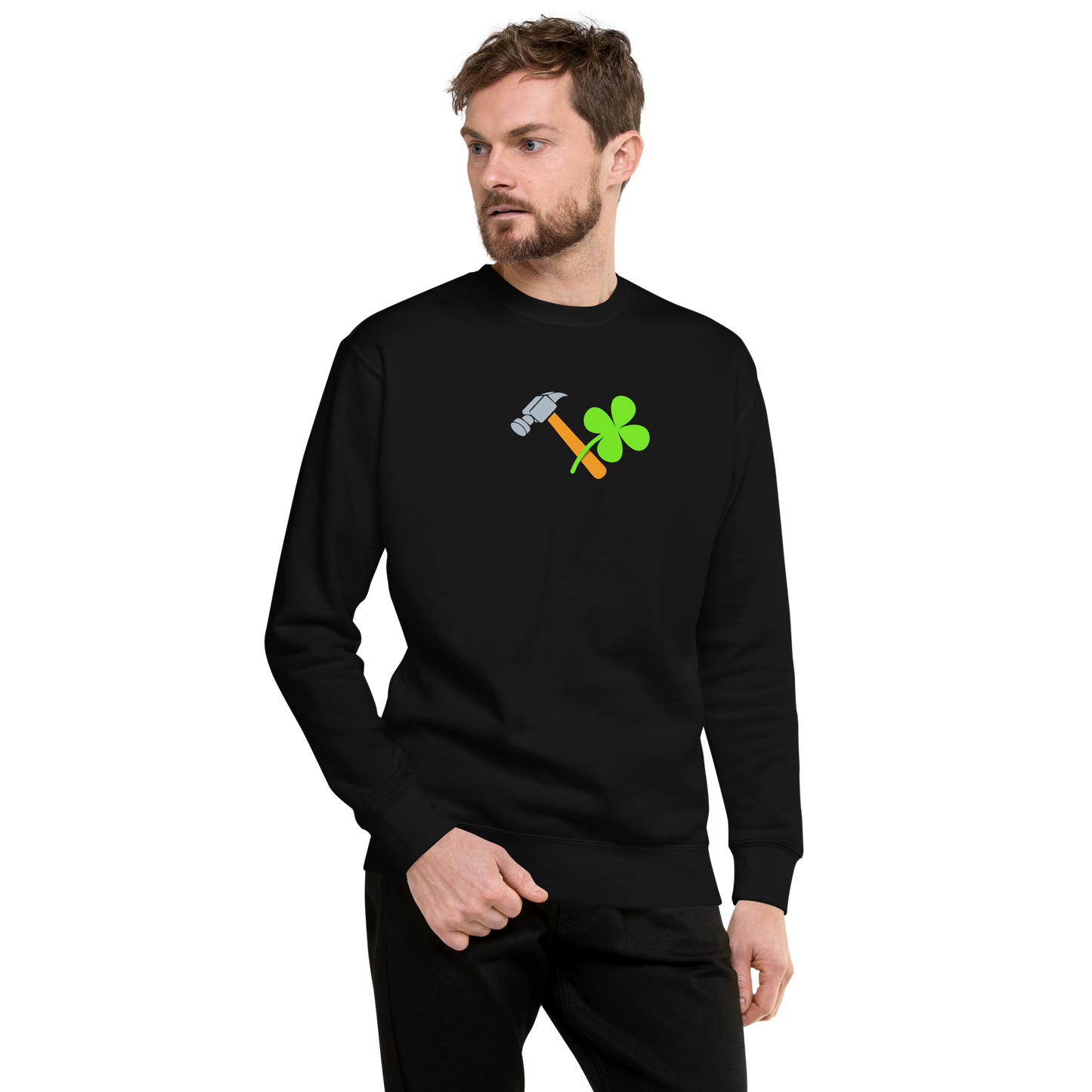 Essential Stylish Crewneck Premium Sweatshirt with "Lucky Worker" motif