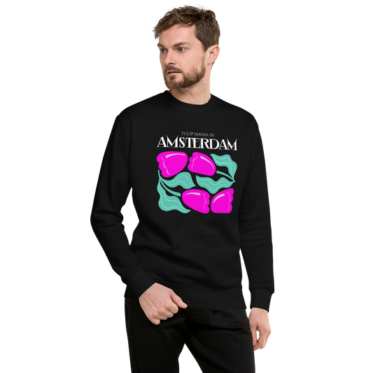 Essential Stylish Crewneck Premium Sweatshirt with “Tulip Mania in Amsterdam” motif