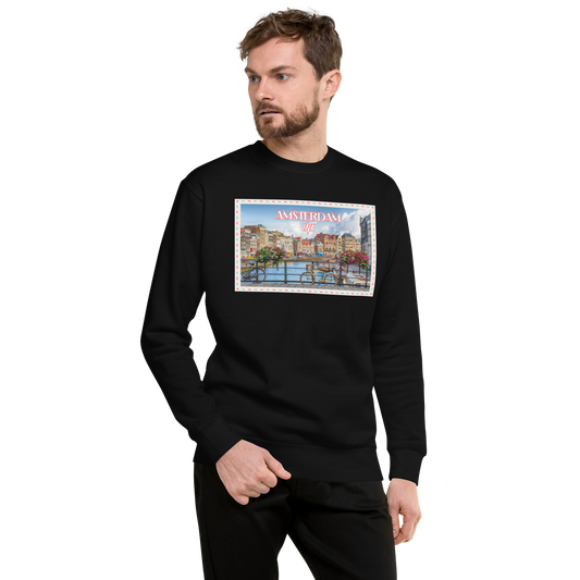 Essential Stylish Crewneck Premium Sweatshirt with Iconic “Amsterdam Post Card” motif