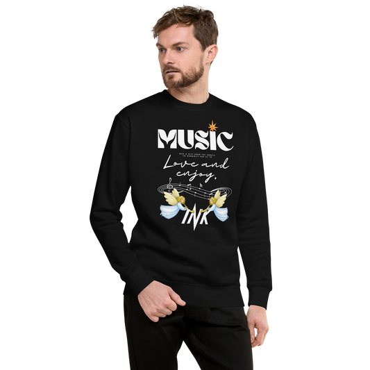 Essential Stylish Crewneck Premium Sweatshirt with "Music" motif