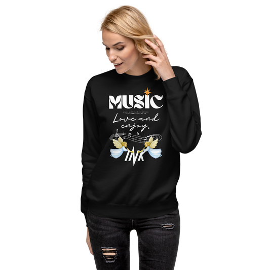 Essential Stylish Crewneck Premium Sweatshirt with "Music" motif