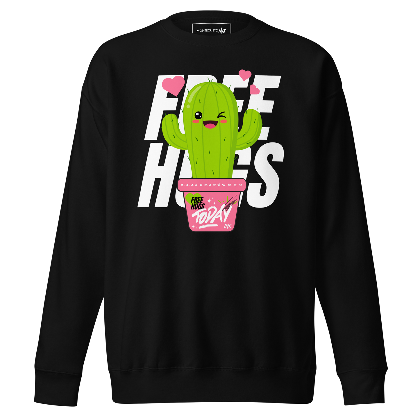 Essential Stylish Crewneck Premium Sweatshirt with "Free Hugs Today" design