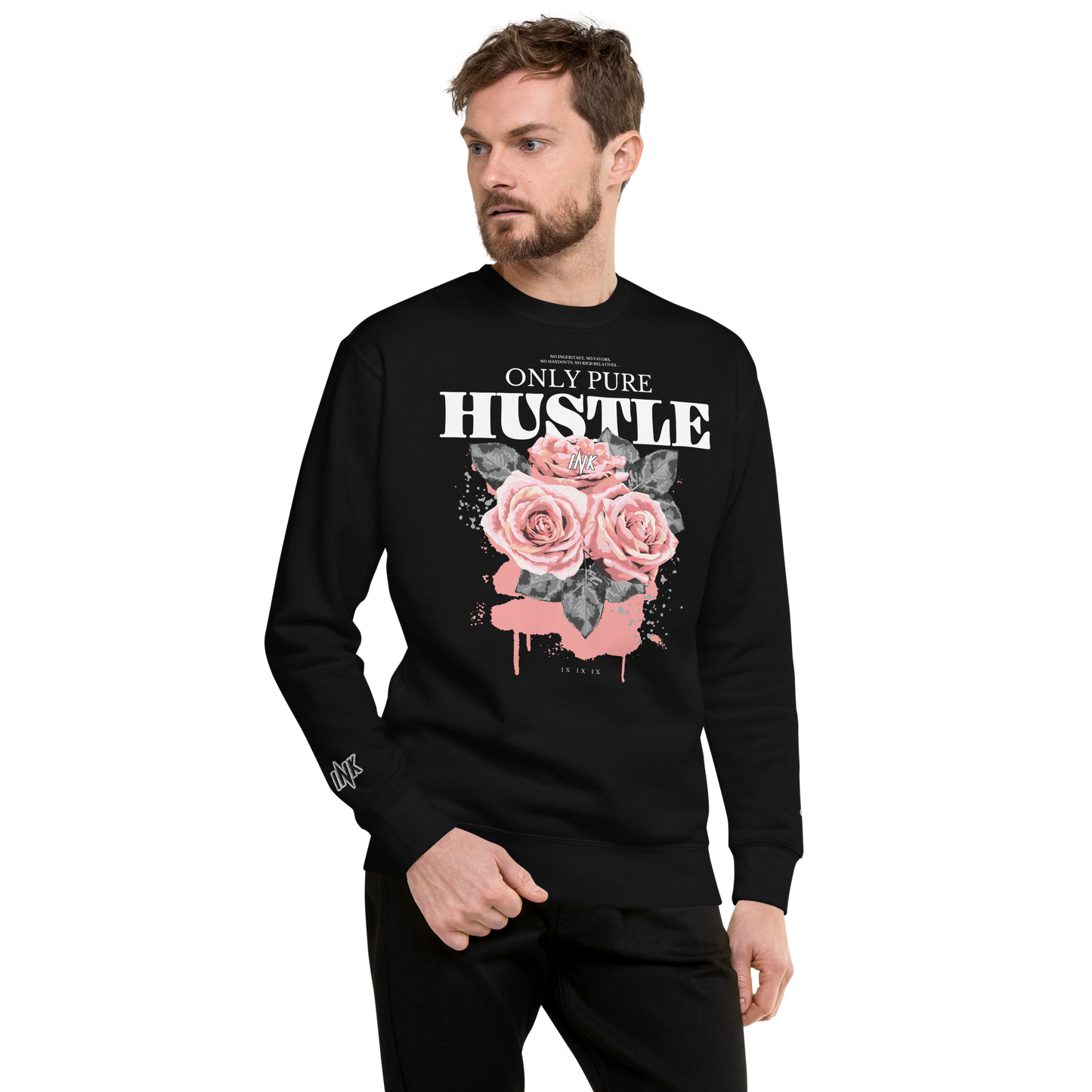 Essential Stylish Crewneck Premium Sweatshirt with "Only Pure Hustle" motif