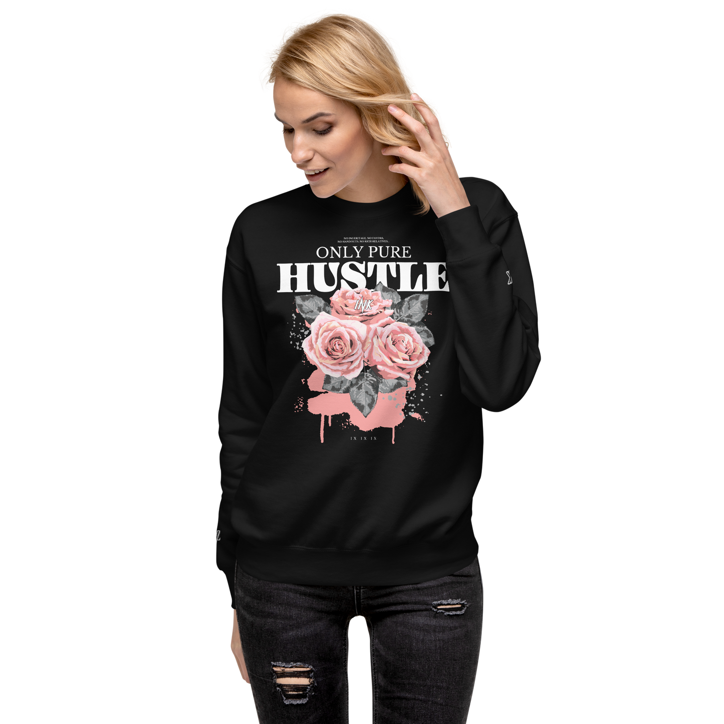 Essential Stylish Crewneck Premium Sweatshirt with "Only Pure Hustle" motif