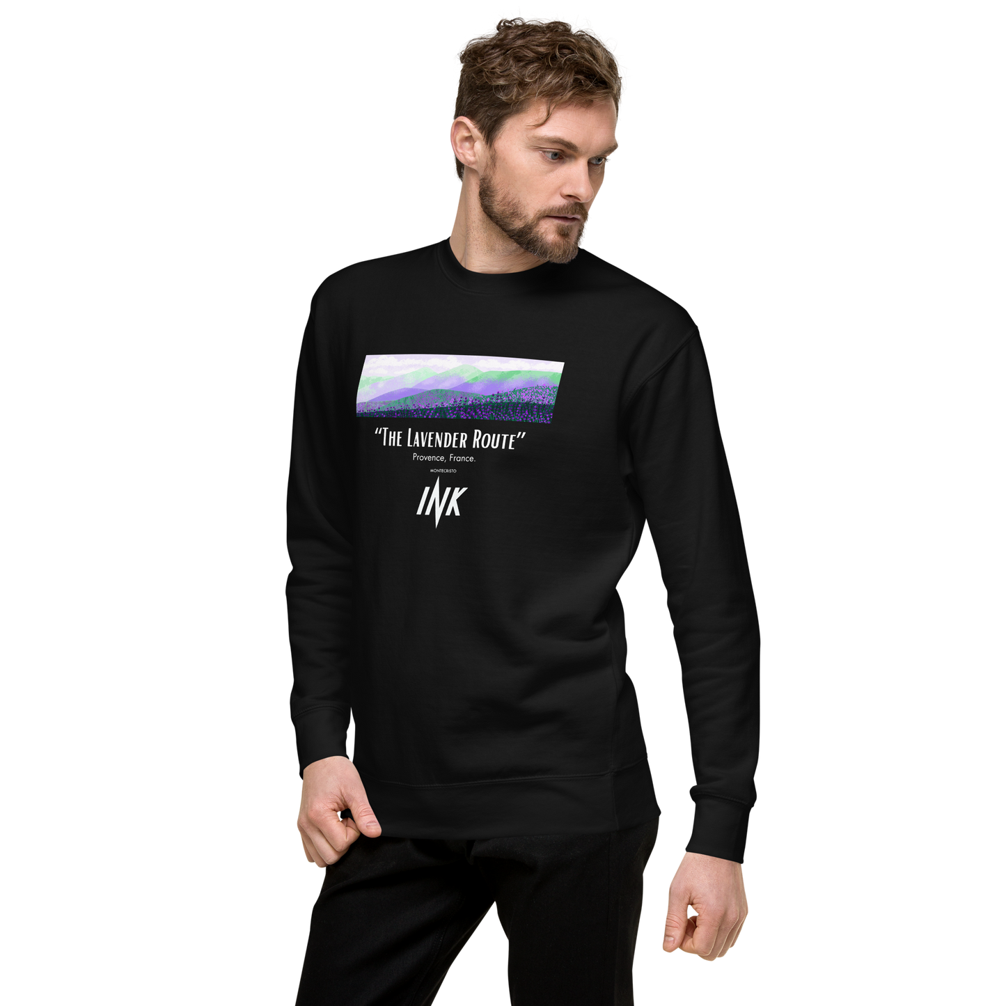 Essential Stylish Crewneck Premium Sweatshirt with “The Lavender Route” motif