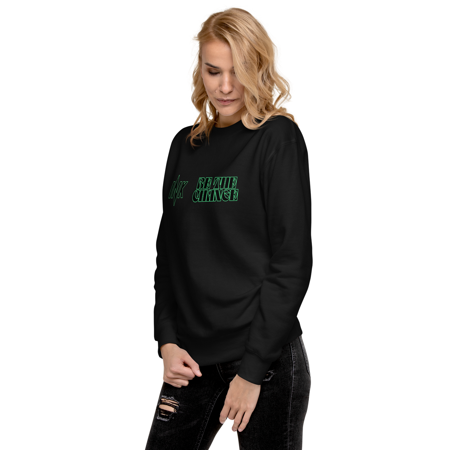 Essential Stylish Crewneck Premium Sweatshirt with "Be The Change" print