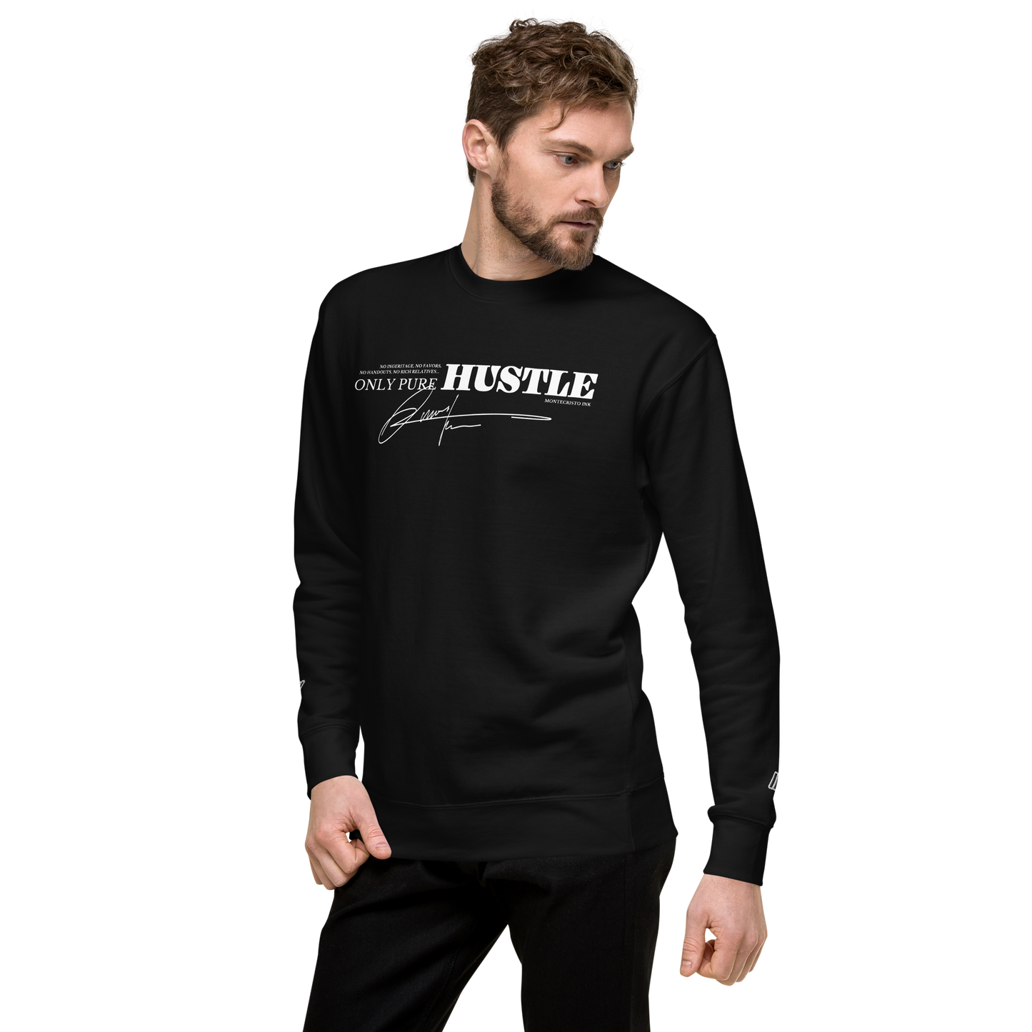 Essential Stylish Crewneck Premium Sweatshirt with "Only Pure Hustle" motif