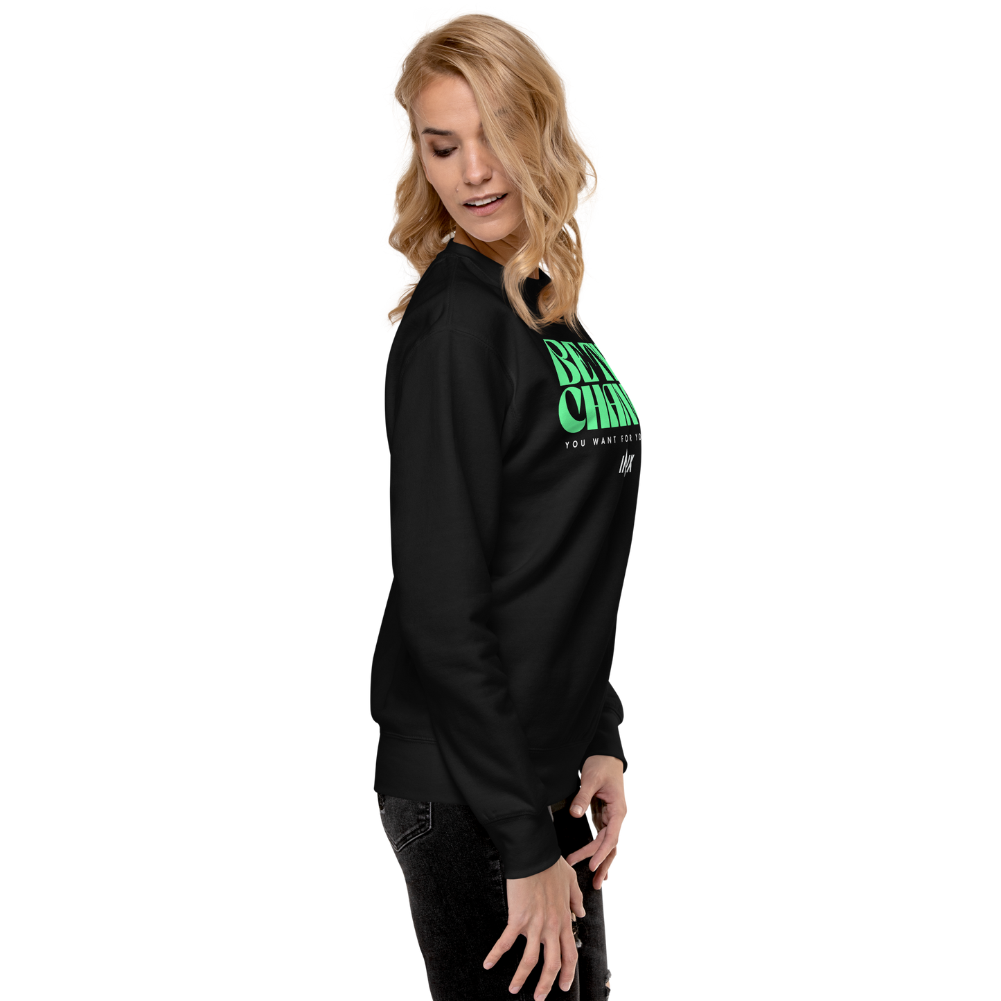 Essential Stylish Crewneck Premium Sweatshirt with "Be The Change" print