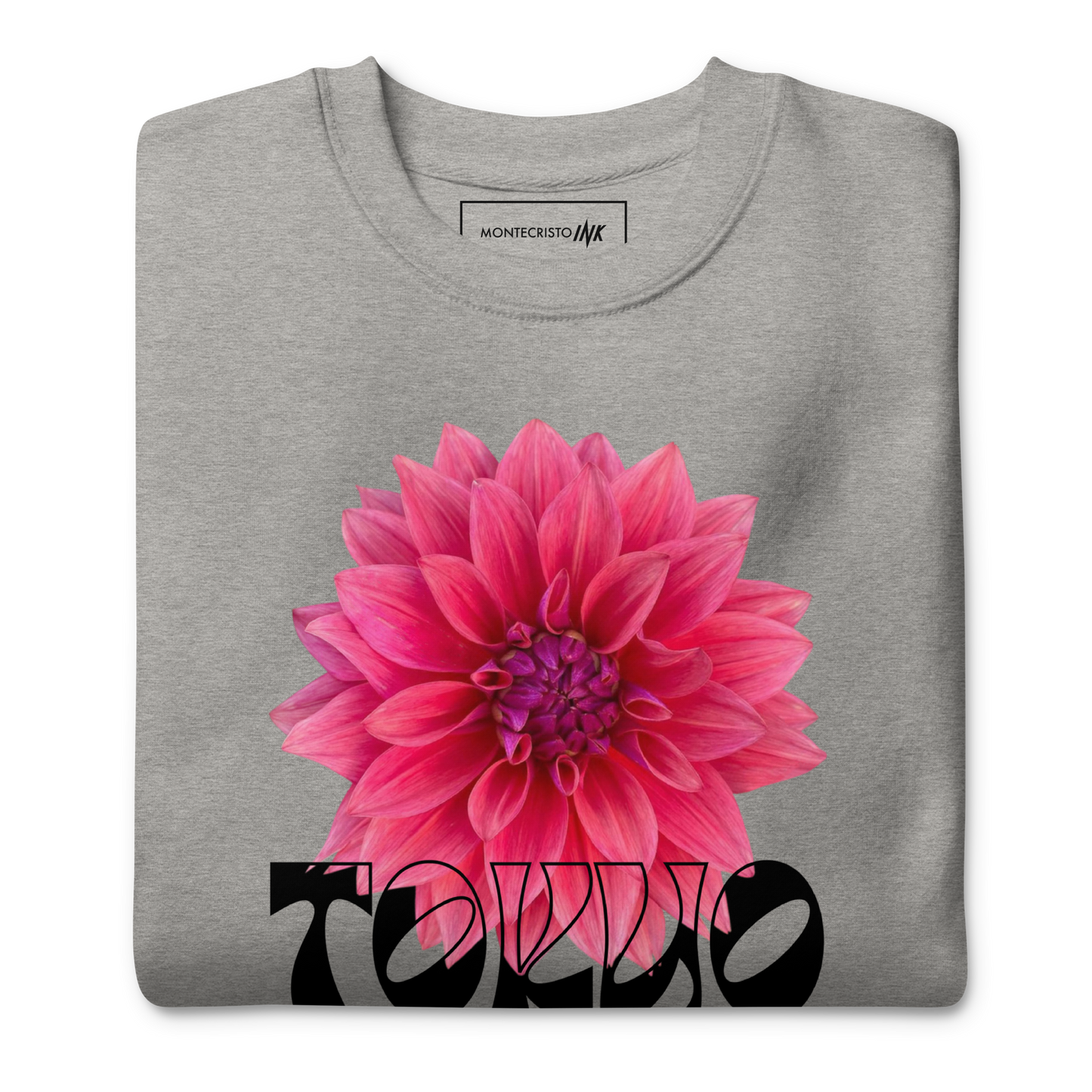 Essential Stylish Crewneck Premium Sweatshirt with “Tokyo - Pink Dahlia” motif