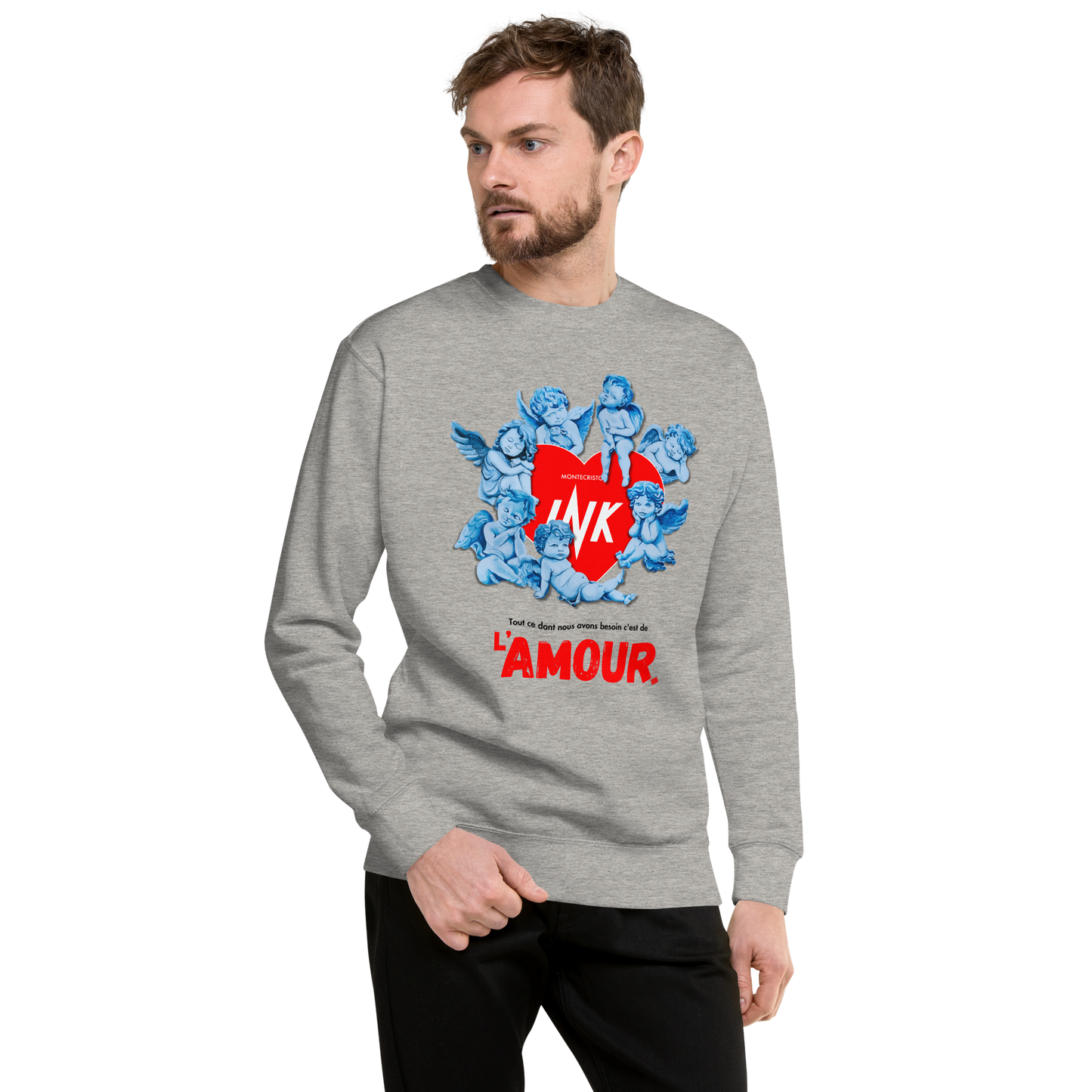 Essential Stylish Crewneck Premium Sweatshirt with "AMOUR" motif