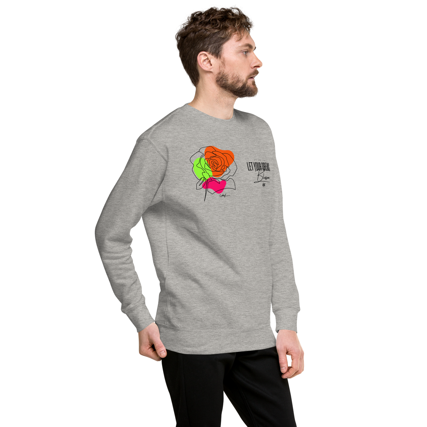 Essential Stylish Crewneck Premium Sweatshirt with "Let Your Dreams Blossom" design