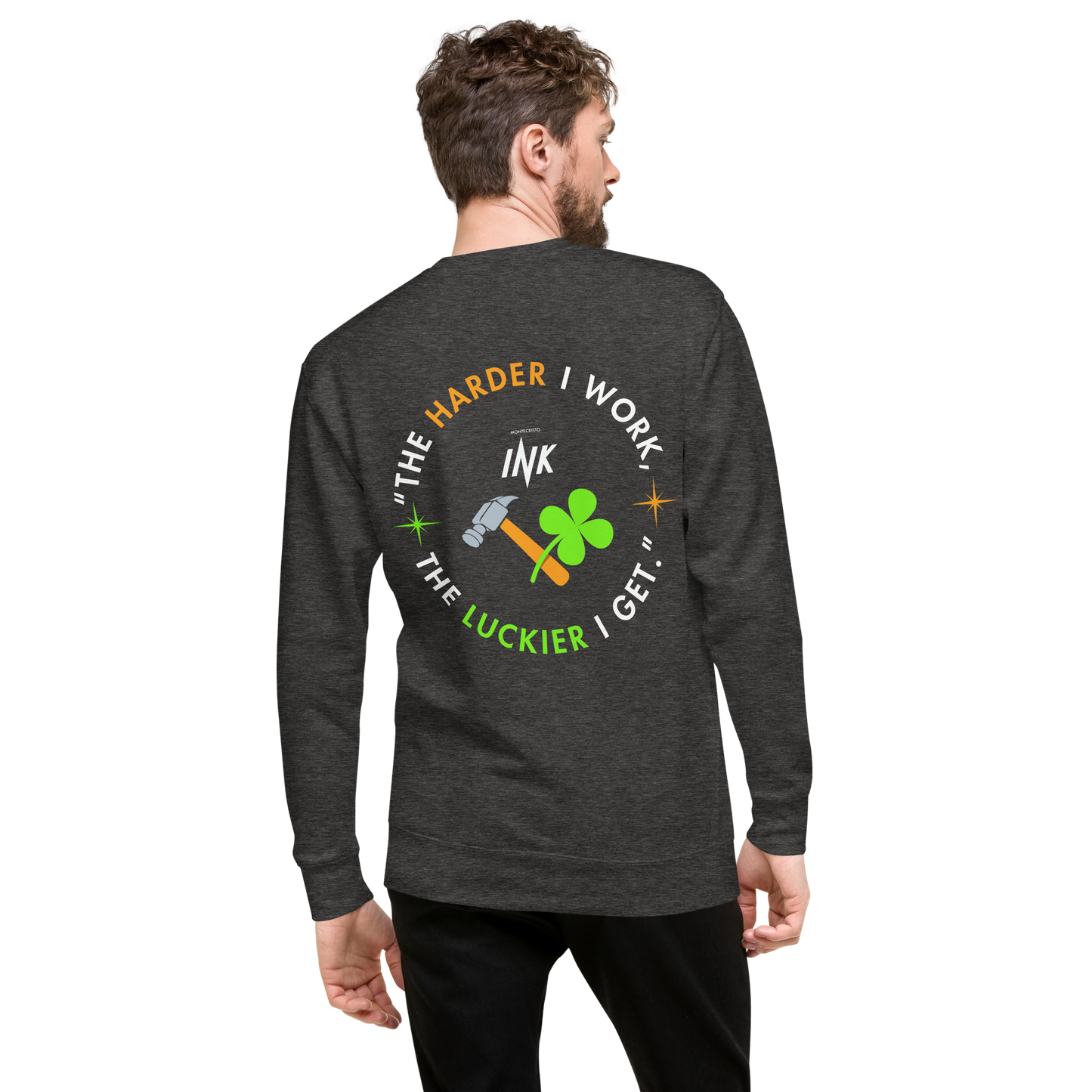 Essential Stylish Crewneck Premium Sweatshirt with "Lucky Worker" motif