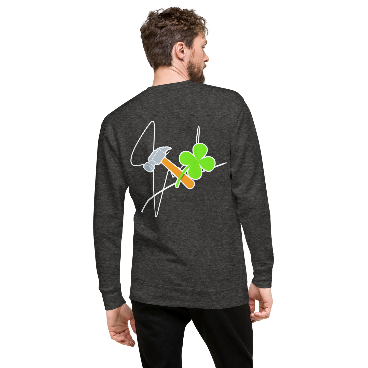 Essential Stylish Crewneck Premium Sweatshirt with "Lucky Worker" motif