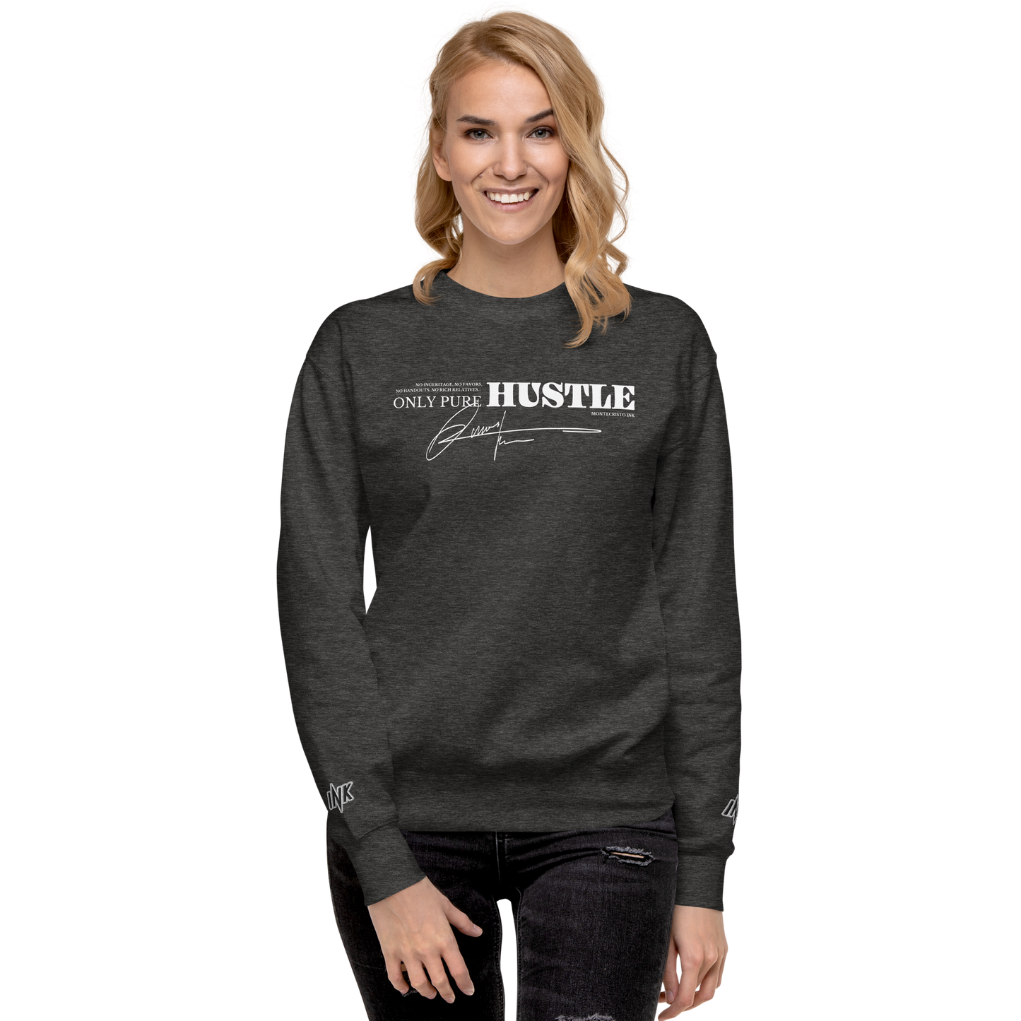 Essential Stylish Crewneck Premium Sweatshirt with "Only Pure Hustle" motif