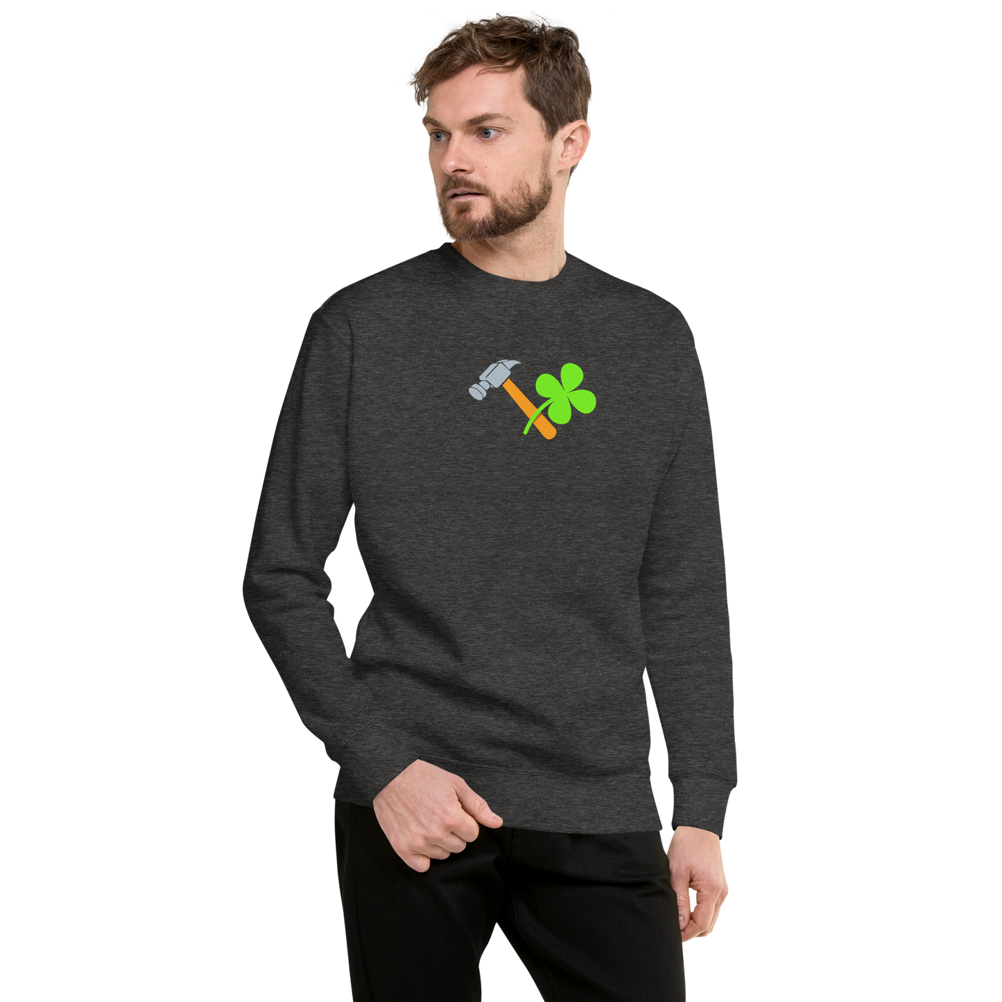 Essential Stylish Crewneck Premium Sweatshirt with "Lucky Worker" motif