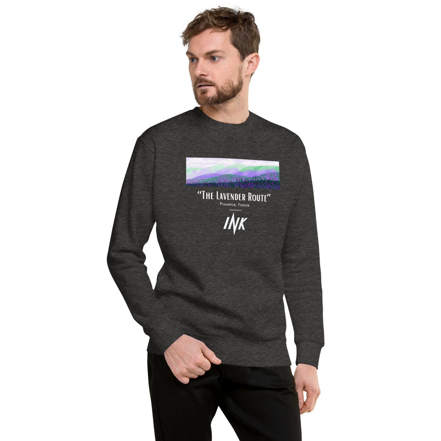 Essential Stylish Crewneck Premium Sweatshirt with “The Lavender Route” motif