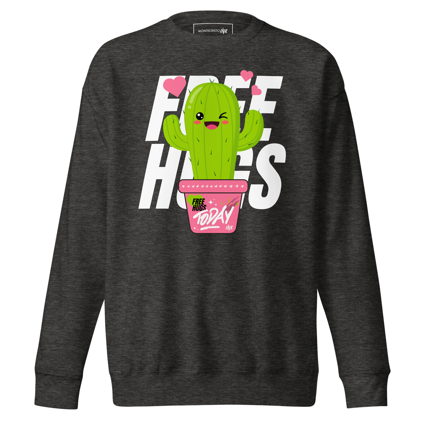 Essential Stylish Crewneck Premium Sweatshirt with "Free Hugs Today" design