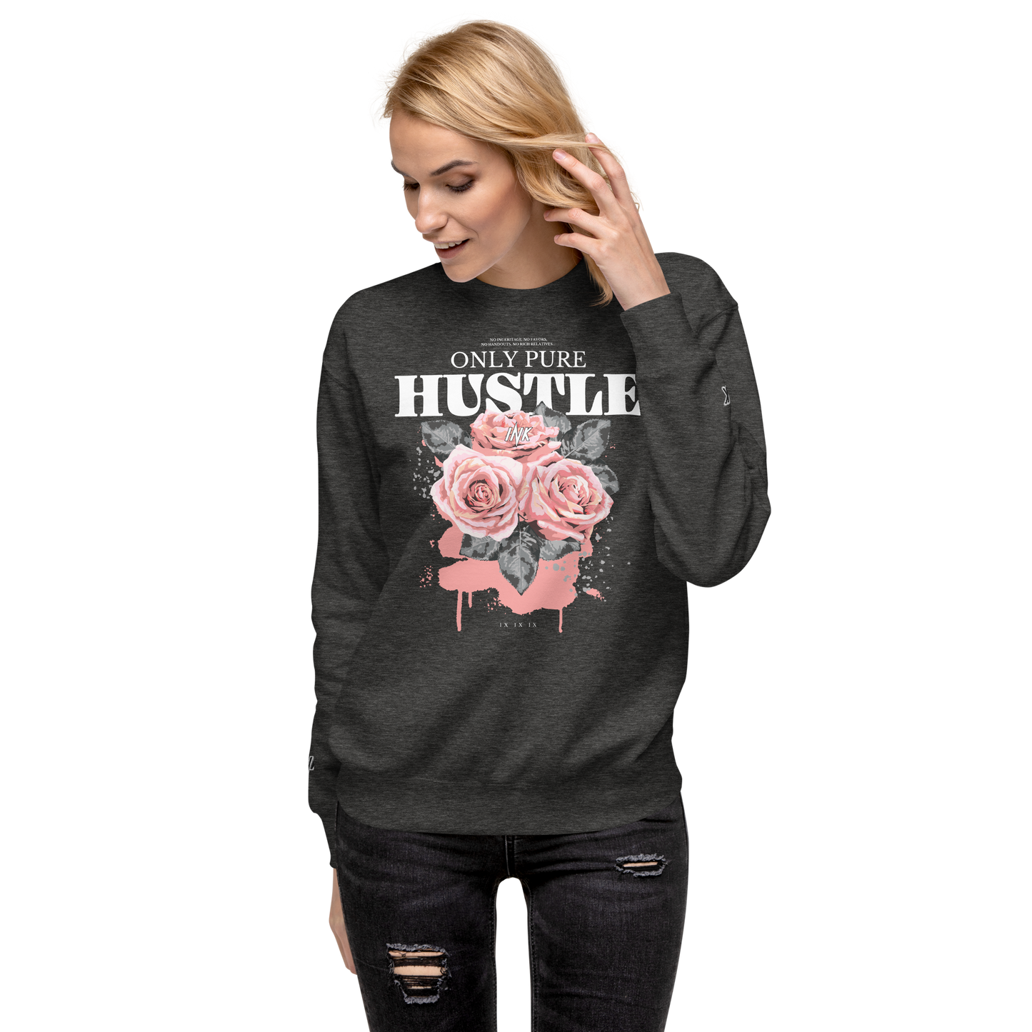 Essential Stylish Crewneck Premium Sweatshirt with "Only Pure Hustle" motif