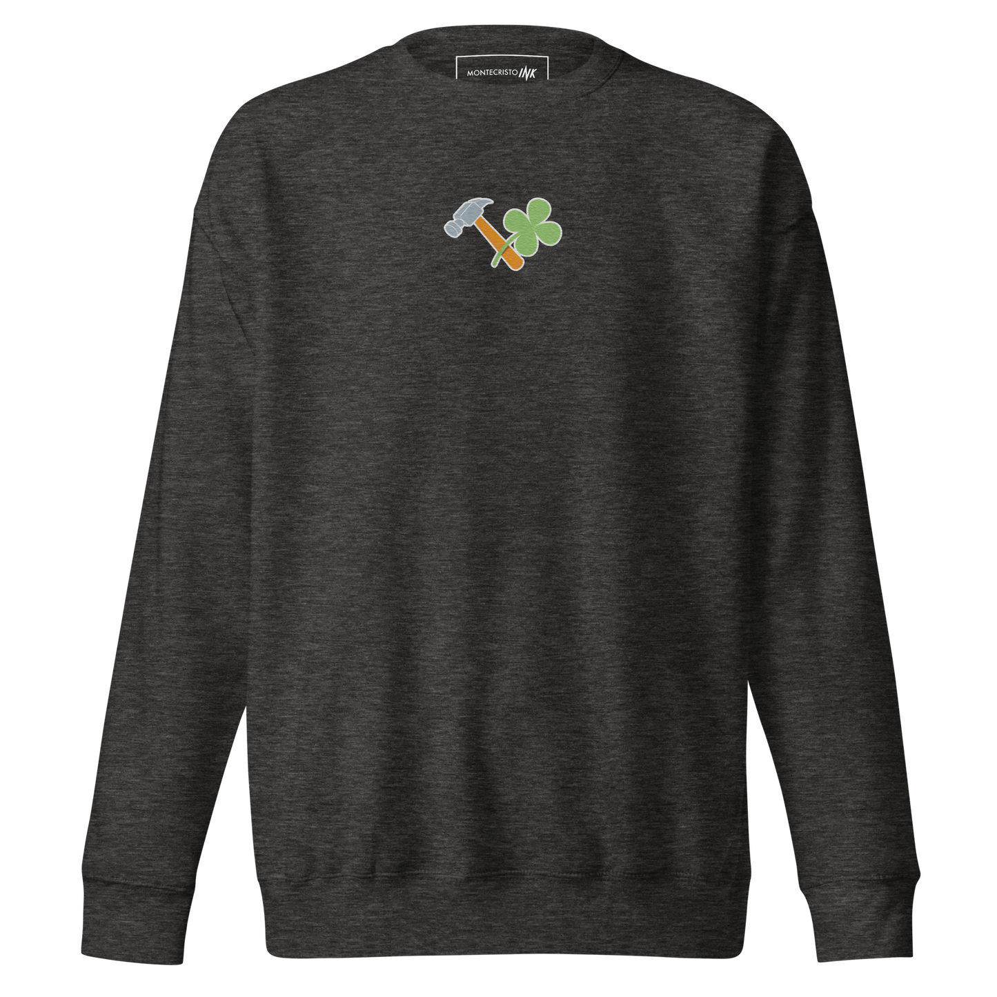 Essential Stylish Crewneck Premium Sweatshirt with embroidered "Lucky Worker" motif