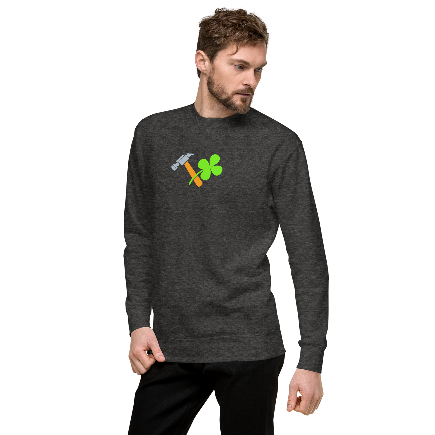 Essential Stylish Crewneck Premium Sweatshirt with "Lucky Worker" motif