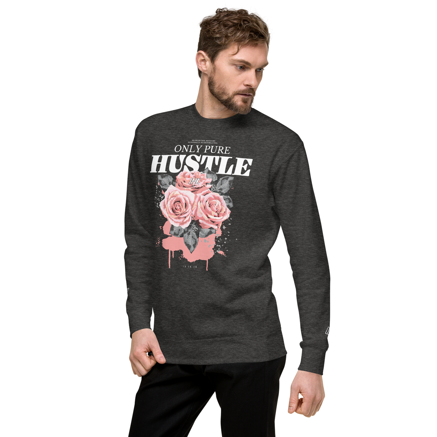 Essential Stylish Crewneck Premium Sweatshirt with "Only Pure Hustle" motif