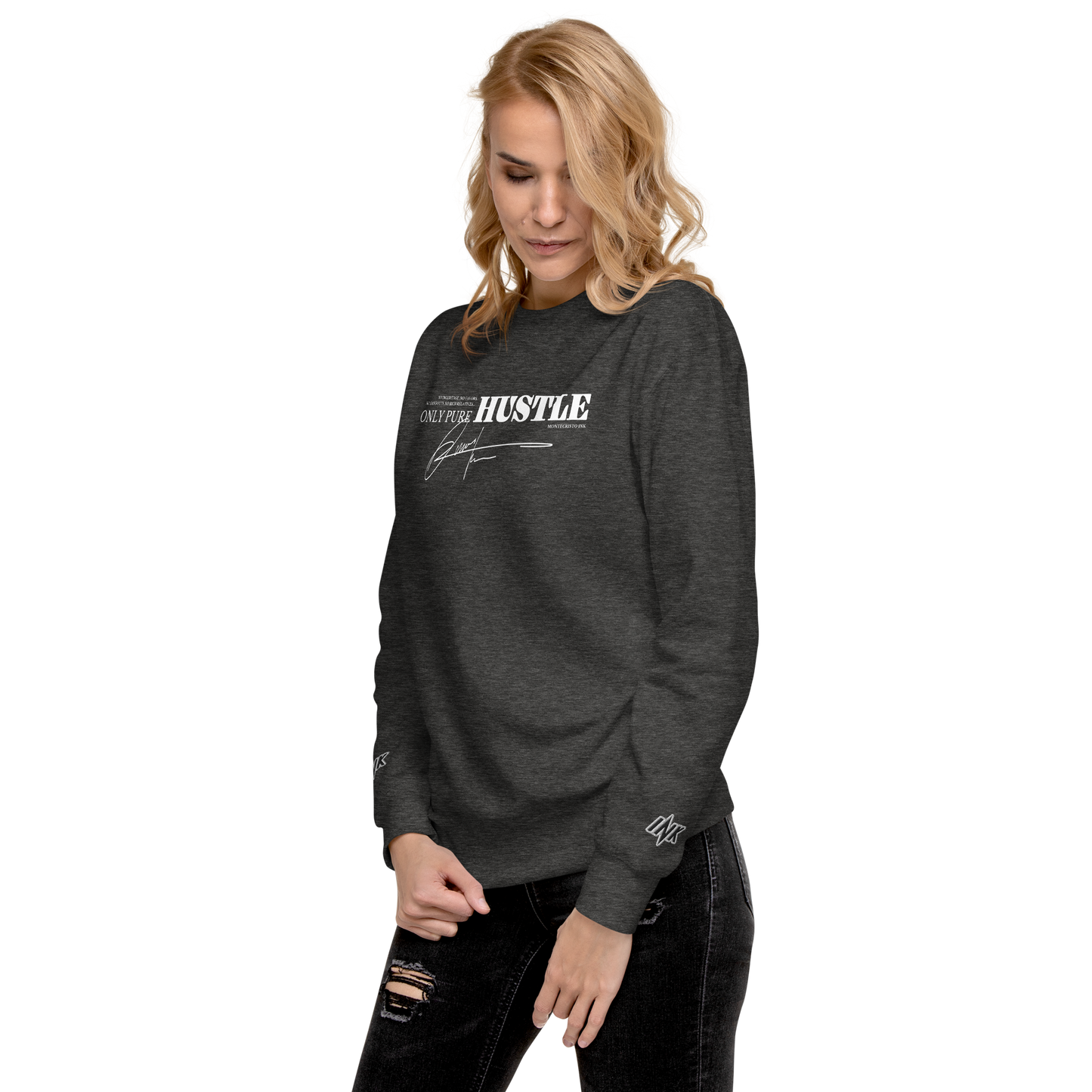 Essential Stylish Crewneck Premium Sweatshirt with "Only Pure Hustle" motif